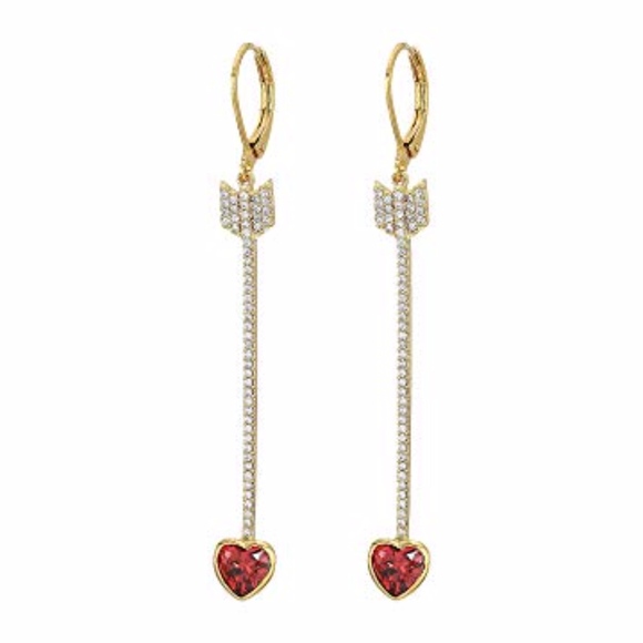 kate spade Jewelry - Kate Spade Crystal Heart Arrow Linear Drop Earring
